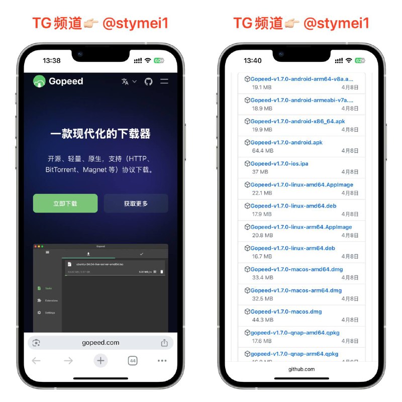 Gopeed ⏬一款免费开源的下载工具，支持全平台，支持多种协议下载