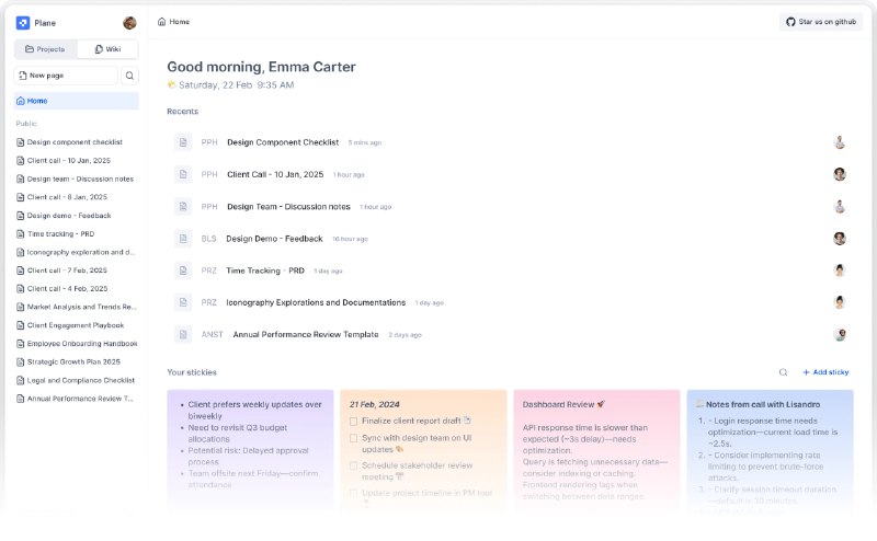 #开源 #协作 #项目管理✈️ Plane - 一个开源的项目管理工具🌐 在线使用plane 旨在帮助用户高效地跟踪问题、执行冲刺周期和管理产品路线图支持富文本编辑、周期进度跟踪、模块化项目管理、自定义视图、AI辅助编辑页面等强大功能